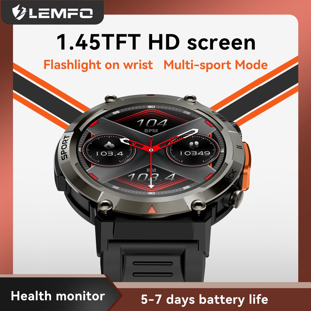LEMFO Ʈ ġ S100 Smartwatch  ǰ  ޴      ȭ 2023 1.43 ġ